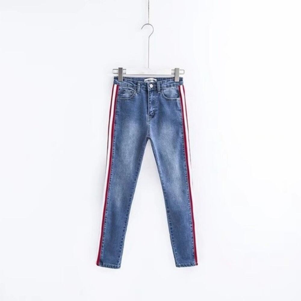 Astonishing Power Jeans Women's High Waist Skinny Striped Ankle Size 28 NWT
